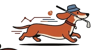 Dogleg Data mascot dachshund, mid-run